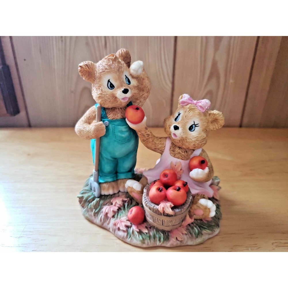 Second Nature Bear Seasons Bountiful Bears Apple Harvest Figurine Vintage